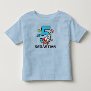 5e verjaardag – ruimteplaneten kinder shirts