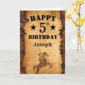 5e verjaardag Rustisch Land Western Cowboy Horse Kaart (Gele Bloem)