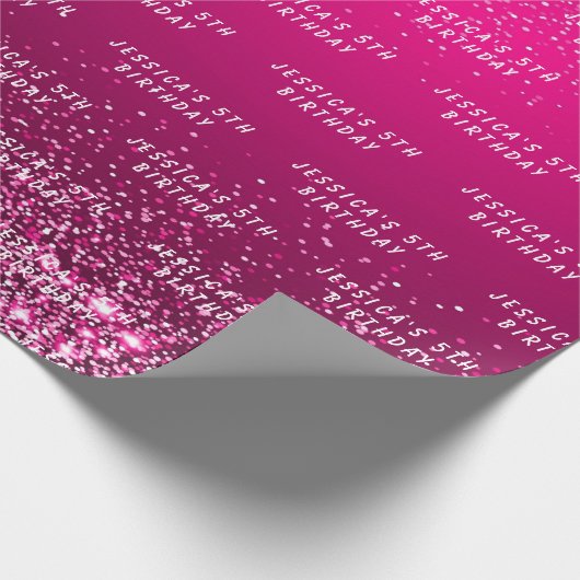 5e verjaardag schattig meisje roze eenvoudig moder cadeaupapier (Hoek)