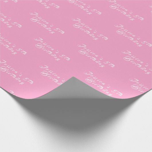 5e verjaardag schattig meisje roze eenvoudig moder cadeaupapier (Hoek)