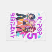 5e verjaardag Schattige Chibi Kpop Grappige 5e ver Fleece Deken (Voorkant (Horizontaal))