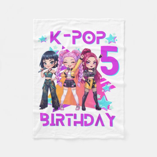 5e verjaardag Schattige Chibi Kpop Grappige 5e ver Fleece Deken (Voorkant)