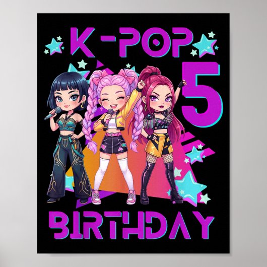 5e verjaardag Schattige Chibi Kpop Grappige 5e Ver Poster (Voorkant)