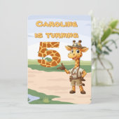 5e verjaardag Schattigee Explorer Giraffe op safar Kaart (Staand voorkant)