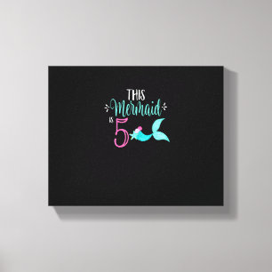 5e Verjaardag Shirt Zeemeermin Meisje Feest DEZE Z Canvas Afdruk