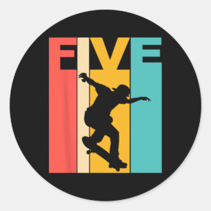 5e verjaardag Skateboarden 5 jaar oude Skater Fees Ronde Sticker