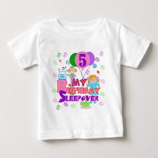 5e verjaardag Sleepover Tshirts en geschenken (Voorkant)