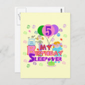5e verjaardag Sleepover Tshirts en geschenken Briefkaart (Voorkant / Achterkant)