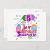 5e verjaardag Sleepover Tshirts en geschenken Briefkaart (Voorkant / Achterkant)
