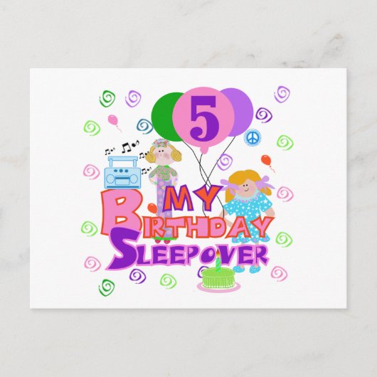5e verjaardag Sleepover Tshirts en geschenken Briefkaart (Voorkant)