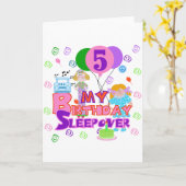 5e verjaardag Sleepover Tshirts en geschenken Kaart (Gele Bloem)