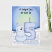 5e verjaardag Sneeuwman Besneeuwd Vijf Kaart (Voorkant)