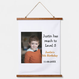 5e verjaardag spel op jongen foto naam moderne dat hangend wandkleed