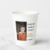 5e verjaardag spel op jongen foto naam moderne dat papieren bekers (Achterkant)