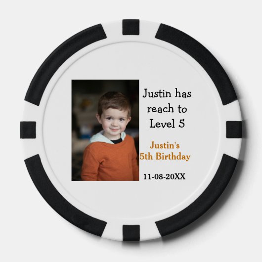 5e verjaardag spel op jongen foto naam moderne dat poker chips (Voorkant)