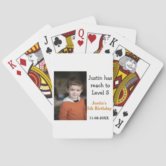 5e verjaardag spel op jongen foto naam moderne dat pokerkaarten (Achterkant)