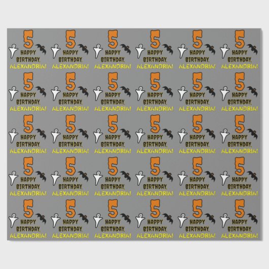 5e verjaardag: Spooky Halloween Theme + Aangepaste Cadeaupapier (Vlak)