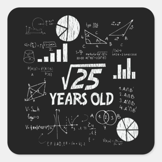5e Verjaardag Square Root Wiskunde 5 jaar oude Bda Vierkante Sticker (Voorkant)