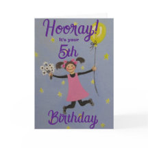 5e verjaardag Standaard, 5" x 7" gevouwen wenskaar