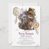 5e verjaardag Steampunk Kitten Adoptie Feestje Kaart (Voorkant)
