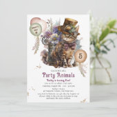5e verjaardag Steampunk Kitten Adoptie Feestje Kaart (Staand voorkant)