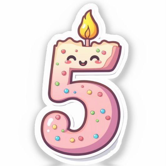 5e verjaardag Sticker (Voorkant)