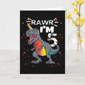 5e verjaardag T Rex dinosaurus Kaart (Gele Bloem)