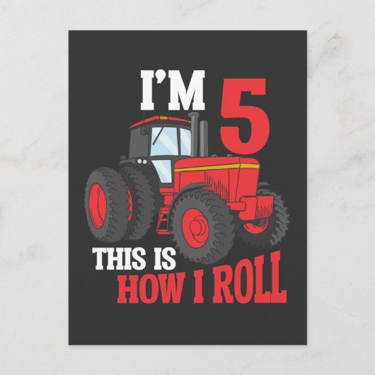 5e verjaardag Tractor liefhebbend kind 5 jaar oude Briefkaart (Voorkant)