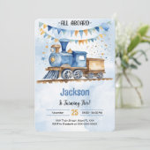 5e verjaardag trein feest kaart (Staand voorkant)