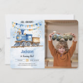 5e verjaardag trein party foto kaart (Voorkant)