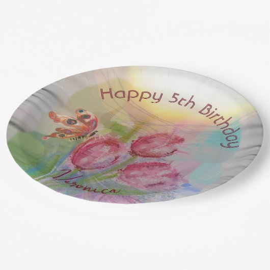 5e verjaardag tulp Party Borden Papieren Bordje (Gekanteld)