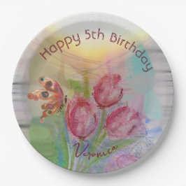 5e verjaardag tulp Party Borden Papieren Bordje