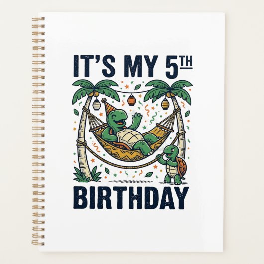 5e verjaardag Turtle Hammock Vintage Gravure Ontwe Planner (Voorkant)
