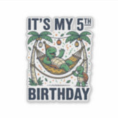 5e verjaardag Turtle Hammock Vintage Gravure Ontwe Sticker (Voorkant)
