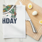 5e verjaardag Turtle Hammock Vintage Gravure Ontwe Theedoek (Quarter Fold)