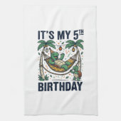 5e verjaardag Turtle Hammock Vintage Gravure Ontwe Theedoek (Verticaal)