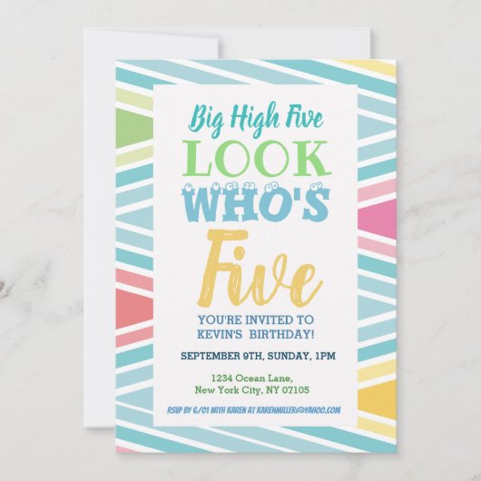 5e verjaardag uitnodiging Gezegden (Voorkant)