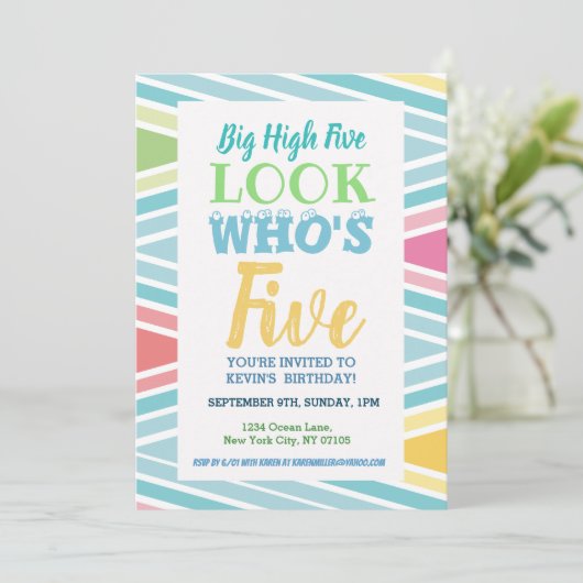 5e verjaardag uitnodiging Gezegden (Staand voorkant)