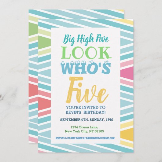 5e verjaardag uitnodiging Gezegden (Voorkant / Achterkant)