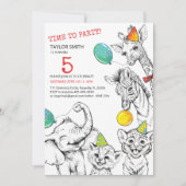 5e verjaardag uitnodiging met grappig schattig die (Voorkant)