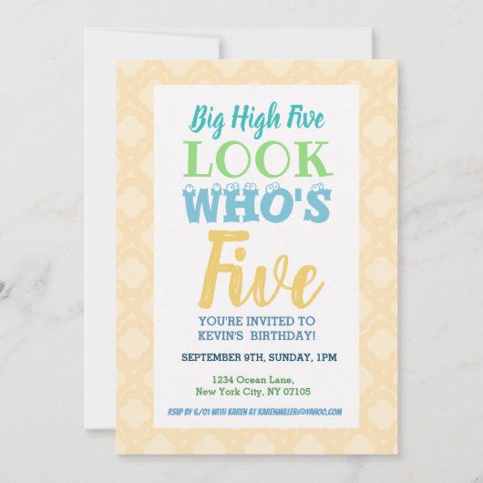5e verjaardag Uitnodiging Tekst (Voorkant)