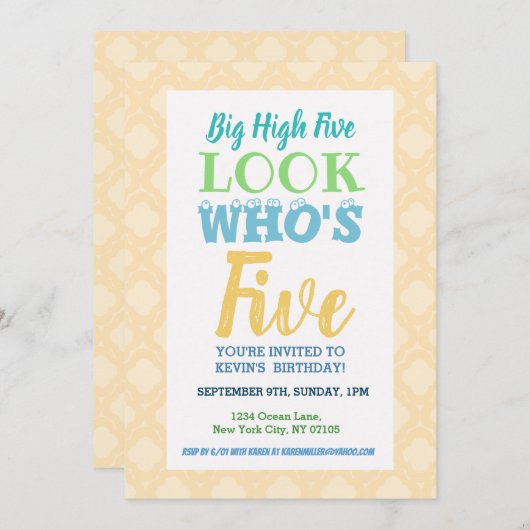 5e verjaardag Uitnodiging Tekst (Voorkant / Achterkant)