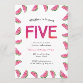 5e verjaardag uitnodiging | tropische watermeloen
