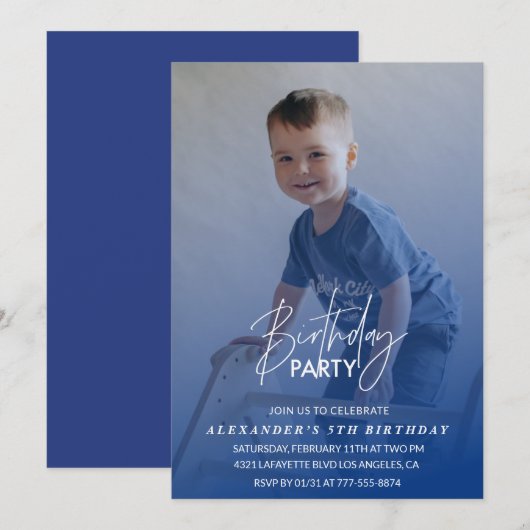 5e verjaardag uitnodiging Verjaardagsfeest Foto jo (Voorkant / Achterkant)
