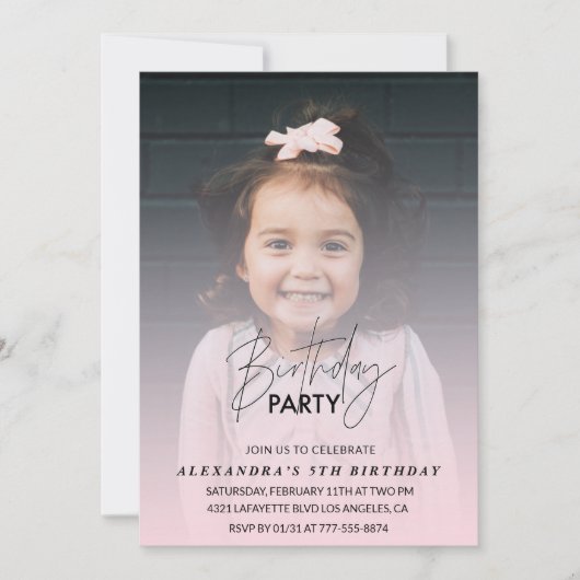 5e verjaardag uitnodiging Verjaardagsfeest Foto ro (Voorkant)