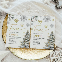 5e verjaardag uitnodiging, winter vijf verjaardag kaart