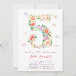 5e verjaardag Uitnodigingen voor meisjes met butte