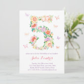 5e verjaardag Uitnodigingen voor meisjes met butte (Staand voorkant)