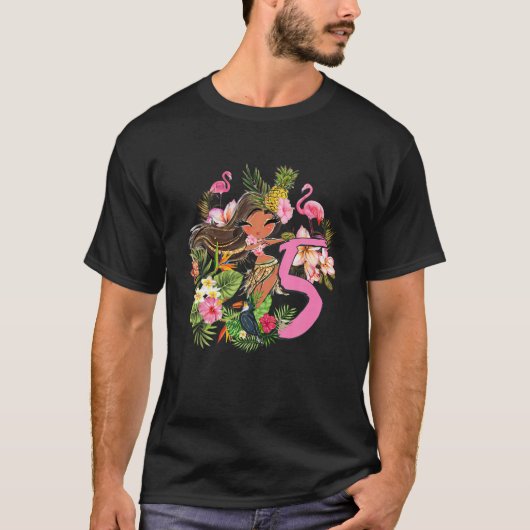 5e verjaardag van Birthday Tiki Summer Hula Hawaii T-shirt (Voorkant)