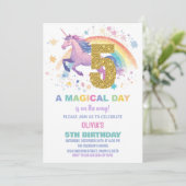 5e verjaardag van de eenhoorn uitnodigingen (Staand voorkant)